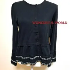 匿名発送　WONDERFUL WORLD　カネコイサオ　フリル　黒　カットソー
