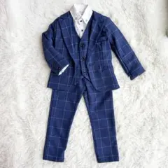 フォーマルスーツ　男の子　4点セット　110 入学式　入園式　卒園式　ネイビー