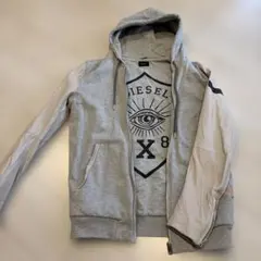 DIESEL グレー ラムスキンレザー パーカー Sサイズのサムネイル