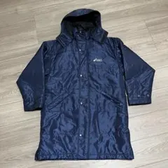 【良品】asics アシックス ベンチコート ロング フード付き 脱着可能