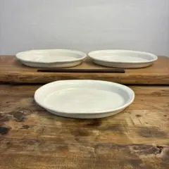 新品　陶器　陶芸作家　楕円リムプレート皿3枚　595