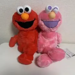 セサミストリート カラフルエルモ BIGぬいぐるみ　ピンク　赤 セット