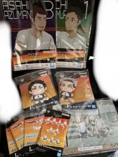 Haikyuu Ichiban Kuji Figures, Plush Toys, Acrylic Stands - 9 items bundled together.