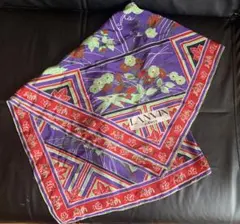 LANVIN シルクスカーフ 花柄 紫 約76cm