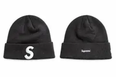 Supreme Sロゴ ニット帽 黒
