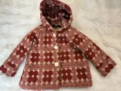 フード付き赤とベージュのアウター 90cm