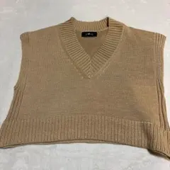 Omekashi ニットベスト Vネック ベージュオメカシ