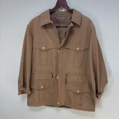 ヴィンテージ スイス製 サファリジャケット Wジップ ドローコード 茶 54