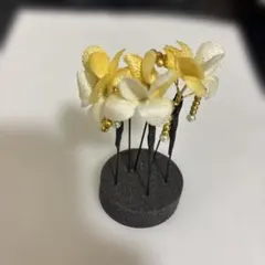 花モチーフ髪飾り ３本セット　黄色
