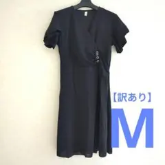 ワンピース　半袖　夏　M　サイズ　ブラック　黒　膝　ひざ　丈　ドレス　ボタン