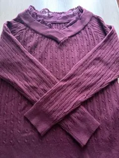 バーガンディ ニットセーター M