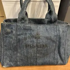 PRADA デニム トートバッグ ブルー