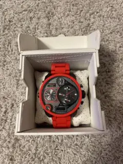 【美品】DIESEL DZ7279 クロノグラフ 時計 レッド/ブラック