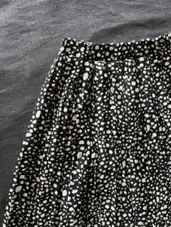 プリーツスカートレオパード柄黒白モノトーン裏地付き美品