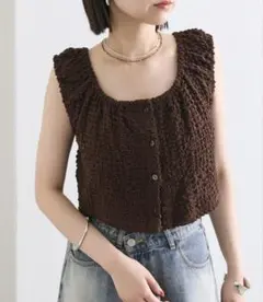 mystic シャーリングスクエアショートタンク