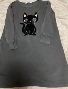 H&M 黒ねこ　トレーナー　ワンピース