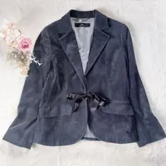 INED 希少15号 ベルテッド ジャケット 日本製 総裏　スエード調　グレー