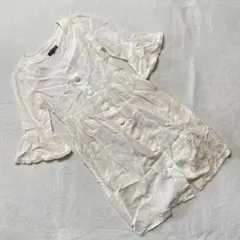 MISCH MASCH フリルワンピース ホワイト 半袖 ボタン付き コットン混