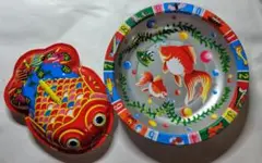 金魚・金魚柄のおもちゃ 昭和レトロ ブリキ 金属 撮影 小物入れ インテリア
