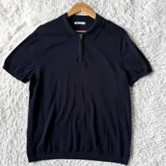 極美品　ZARA 半袖　ニット　ポロシャツ　黒　ブラック　Mのサムネイル