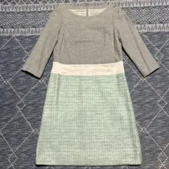 タグ付き未使用✨ANAYI レース切替ツイードワンピース 36 ミント