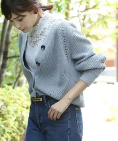 VIS ショートカーディガン グレー