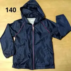 ネイビー ナイロン ウィンドブレーカー フード付き　140