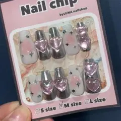 売りつくし！韓国ネイル y2kネイル ミラーネイル ハート ピンク