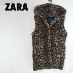 ♥ZARA♥ ザラ フード付き レオパード フェイクファーベスト