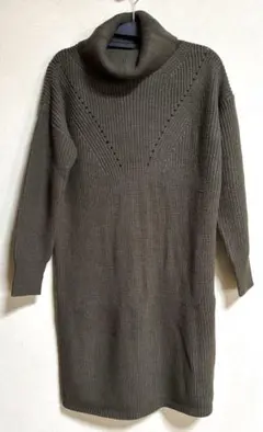 LOWRYS FARM リブ編みタートルネックニットワンピース