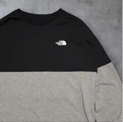 【美品 】ノースフェイス バイカラードヌプシ ロンT 長袖 Tシャツ XL 黒灰