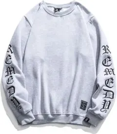 トレーナー メンズ トップス 厚手 裏起毛 パーカー 刺繍 長袖 コットン 春冬