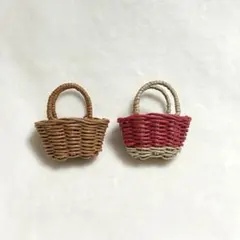 ミニチュアカゴバッグ　リカちゃんサイズ　ハンドメイド　ドール　人形あそび
