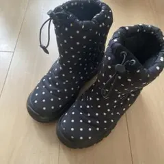 美品　子ども用 ネイビー 水玉模様 ブーツ　21センチ