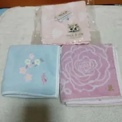 新品ランバン　ポロラルフローレン　ポール&ジョータオルハンカチ3枚セット　ピンク