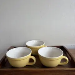 ✨スープカップ✨イエローカラー✨3個セット✨美品✨のサムネイル