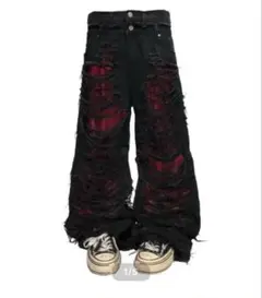 mmoption ダメージ加工デニムパンツ ミリオプション 完売品　一点物　レア mmoption ダメージ加工デニムパンツ ミリオプション 完売品 一点