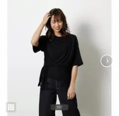 リボンデザイン半袖カットソー ブラック AZUL BY MOUSSYのサムネイル