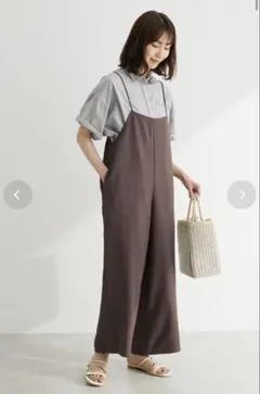 グリーンパークス　細ひもゆったりサロペット （ブラウン）のサムネイル