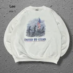 Lee スウェットUNITED WE STAND星条旗 消防士USA古着 白 Lのサムネイル