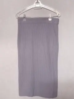 GU リブニット タイトスカート ロング丈 水色