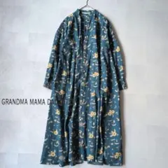 アフリカ布　ジャンピングホース柄　パフスリーブマキシワンピース アフリカ布 ジャンピングホース柄 パフスリーブマキシワンピース
