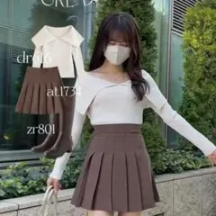 ビッグカラーオフショルダーニットトップス[dr616] アイボリー L