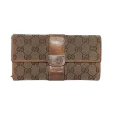 GUCCI グッチ 長財布 GGキャンバス レザー ブラウン