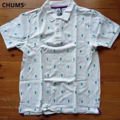 CHUMS チャムス　ポロシャツ　白系総柄　Sサイズ