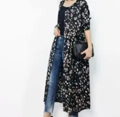 美品 アーバンリサーチドアーズ ダークフラワーガウンワンピース ロング