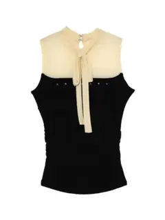 Andmary Amy ribbon tops black - メルカリ