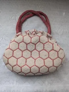 ビーズ刺繍 レトロがま口バッグ／巾着バッグ】