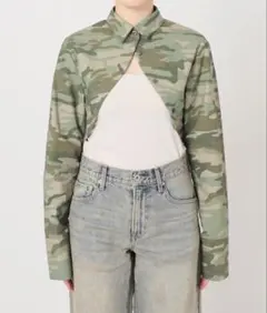 クロップドラウンドシャツ