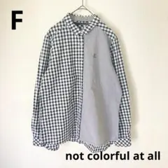 長袖シャツ　アシンメトリーブラウス　チェック柄　レギュラーカラー　Ｆ　白黒